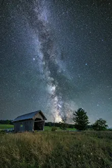 Timber Prints: Milky Way over the A.M.Foster Bridge, Green Mountains, Cabot, Vermont, USA