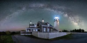 Michael Blanchette Prints: Milky Way arching over Highland Lighthouse on Cape Cod, North Truro, Massachusetts, USA