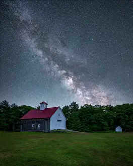 Sutton Prints: Milky Way over barn at Muster Field Farm, North Sutton, New Hampshire, USA