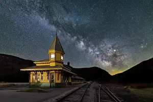 Tracks Prints: Milky Way over Crawford Notch Depot