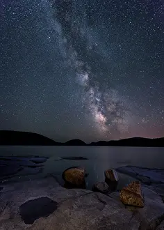 Starry Prints: Milky Way over Eagle Lake, Acadia National Park, Maine, USA