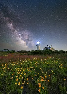 Milky Way Prints: Milky Way over Highland Lighthouse, Cape Cod, North Truro, Massachusetts, USA