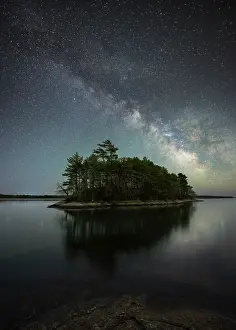 Starry Prints: Milky Way over island at Waites Landing, Falmouth, Maine, USA