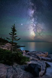 Starry Prints: Milky Way and meteors over Schoodic Peninsula, Acadia National Park, Maine, USA