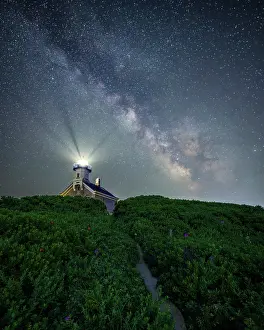 Dark Prints: Milky Way over North Light on Block Island, Rhode Island, USA