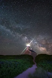 Block Island Prints: Milky Way over North Lighthouse, Block Island, Rhode Island, USA