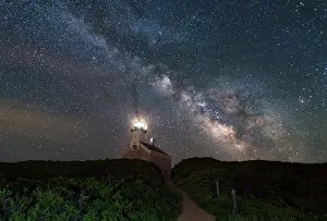 Block Island Prints: Milky Way over North Lighthouse, Block Island, Rhode Island, USA