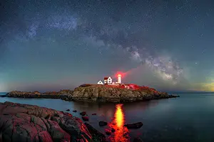 York Prints: Milky Way over Nubble Lighthouse on Cape Neddick, Maine, USA