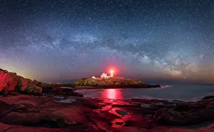 York Prints: Milky Way over Nubble Lighthouse, Cape Neddick, Maine, USA