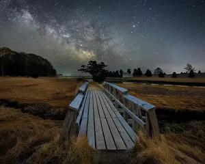 Salt Pond Prints: Milky Way over pedestrial bridge at Salt Pond, Cape Cod, Eastham, Massachusetts, USA