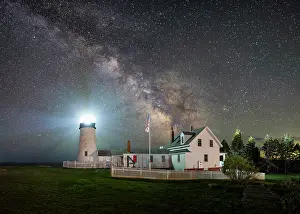 Milky Way Prints: Milky Way over Pemaquid Point Lighthouse, Bristol, Maine, USA