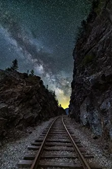 Tracks Prints: Milky Way over railroad tracks