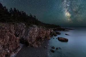 Schoodic Peninsula Prints: Milky Way over Ravens Nest, Schoodic Peninsula, Acadia National Park, Maine, USA