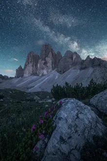 Long Exposure Prints: The milky way rising above the Tre Cime di Lavaredo on a clear summer night