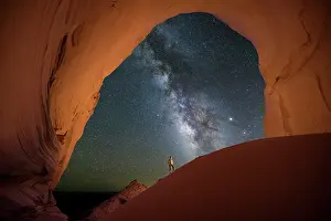 Southwest Prints: Milky Way through rock arch in Grand Staircase Escalante, Utah, USA