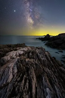 Starry Prints: Milky Way over rocky shore on Bailey Island, Maine, USA