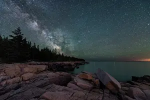 Schoodic Peninsula Prints: Milky Way over Schoodic Peninsula, Acadia National Park, Maine, USa