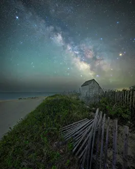 Lonely Prints: Milky Way over shack, Forest Beach, Cape Cod, Chatham, Massachusetts, USA