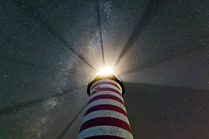 Starry Prints: Milky Way over tower at West Quoddy Head Light, Lubec, Maine, USA