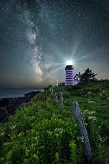 Starry Prints: Milky Way over West Quoddy Head Lighthouse, Lubec, Maine, USA