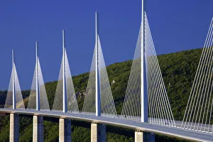 Millau Viaduct over the Tarn River valley, Millau, France