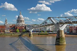 Millenium Bridge Prints: Millenium Bridge and St Paul's Cathedral, London, England