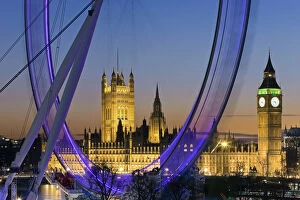 Images Dated 2009 April: Millennium Wheel (London Eye) and Big Ben, Houses of Parliament, London, England, UK