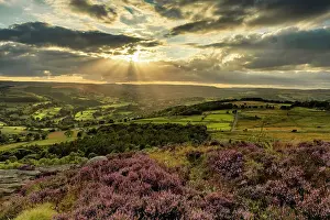Derbyshire Prints: Millstone Edge at Sunset, Peak District National Park, Derbyshire, England