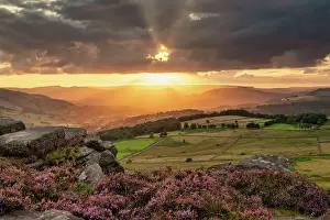 Lake District Prints: Millstone Edge at Sunset, Peak District National Park, Derbyshire, England