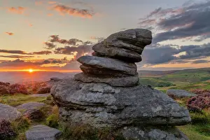 Derbyshire Prints: Millstone Edge at Sunset, Peak District National Park, Derbyshire, England