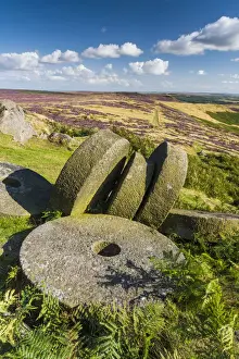 Derbyshire Prints: Millstones, Stanage Edge, Peak District National Park, Derbyshire, England