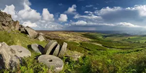 Millstones at Stanage Edge, Peak District National Park, Derbyshire, England