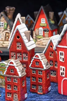 Shop Prints: Miniature pottery houses for sale at a Christmas Market, Berlin, Germany