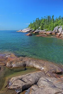 Minokona Harbour on Lake Superior at dusk, Ontario, Canada