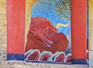 Herakleion Prints: Minotaur at Palace of Minos, Knossos, Heraklion Region, Crete, Greece