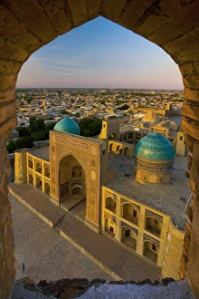 Silk Route Prints: Mir-i-arab Madrassah from Kalon minaret, Bukhara, Uzbekistan