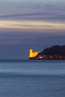 Gulf Of Trieste Prints: Miramare Castle in the evening from Porticciolo del Cedas, Trieste, Friuli-Venezia Giulia