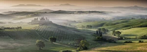 Mist around Belvedere, Val d'Orcia, Tuscany, Italy