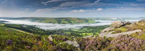Heather Prints: Mist in the Hope Valley, Peak District National Park, Derbyshire, England