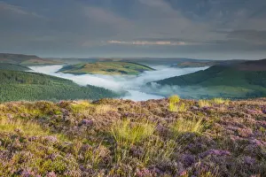 Mist over Ladybower Reservoir, Peak District National Park, Derbyshire, England