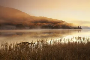 Mist over Loch Achray, The Trossachs National Park, Central Region, Scotland
