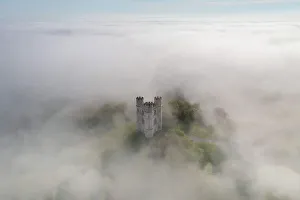 Images Dated 12th June 2023: Mist surrounds Haldon Belvedere (Lawrence Castle) in Devon, England. Spring (May) 2023