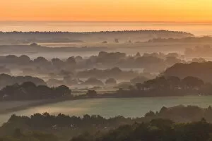 Images Dated 1st June 2021: Misty Landscape, near Corfe Castle, Dorset, England