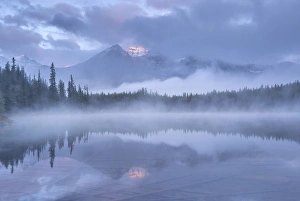 Herbert Lake Prints: Misty morning in the Canadian Rockies, Herbert Lake, Banff National Park, Alberta, Canada