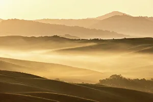 Mont Amiata Prints: Misty morning in the Val D'orcia, Tuscany, Italy