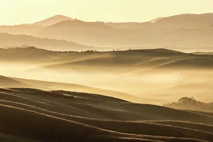 Mont Amiata Prints: Misty morning in the Val D'orcia, Tuscany, Italy