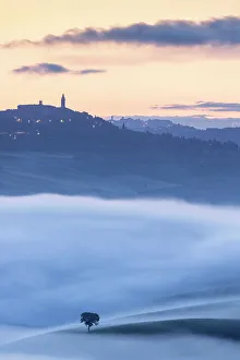 Mont Amiata Prints: Misty morning in the Val D'orcia, Tuscany, Italy