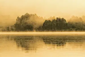 Provincial Park Prints: Misty sunrise on Lake Travers in Algonquin Provincial Park, Ontario, Canada