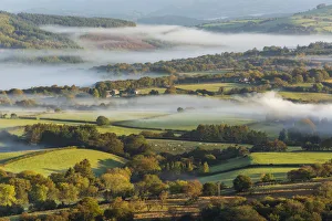 Misty valley in The Western Brecon Beacons National Park, Wales, United Kingdom