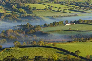 Beacons Prints: Misty valley in The Western Brecon Beacons National Park, Wales, United Kingdom